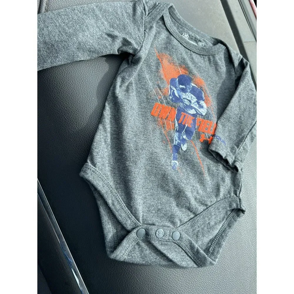 Under Armour 0-3m Boys Own The Field Long Sleeve‎ Bodysuit Heathered Gray